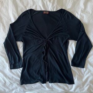Tie-Front Long Sleeve Top